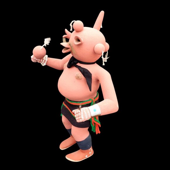 Vintage Zuni Hopi Katsina Mudhead Carved Wood Kachina Doll With Rattle by Ross - Picture 2 of 11